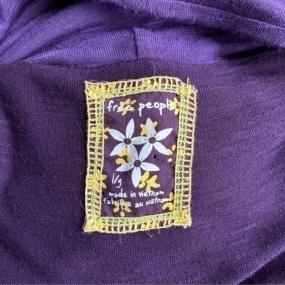 🔥 NWT Free People Cowl Neck Drop Waist Purple Black Plisse Hem Dress - Picture 11 of 12